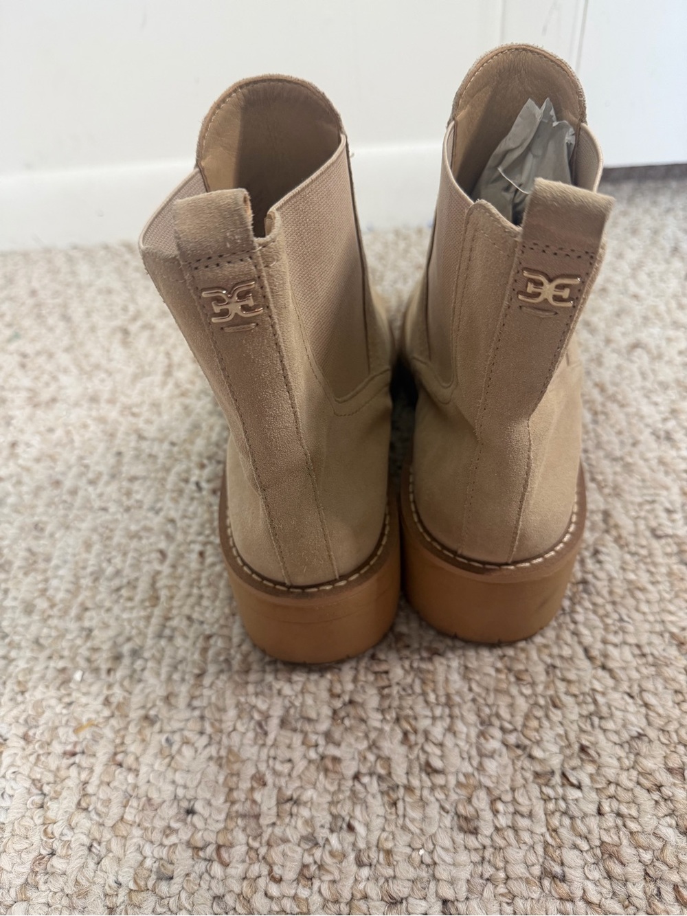 Sam Edelman Tan Leather & Fabric ankle boots - Size 8.5M - Picture 3 of 5